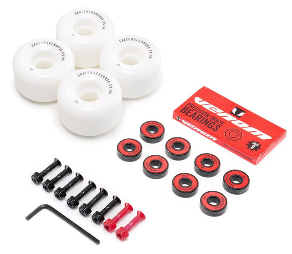 Skatewarehouse Conical Skateboard Wheels & Venom ABEC 9 Bearings Pack + Bolts! - Skatewarehouse.co.uk