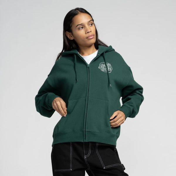 Santa Cruz Womens Zip Hood Fever Dream Mono Dot - Emerald