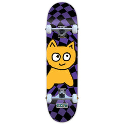 Meow Big Cat Checker Twist Purple Complete Skateboard - 8.25"
