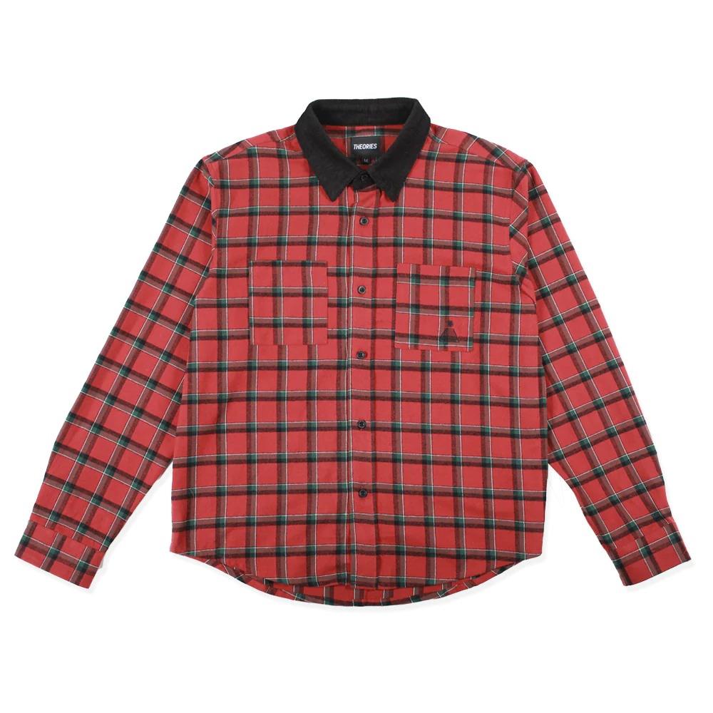 Theories Cascadia Cord Collar Flannel Shirt Brick - S