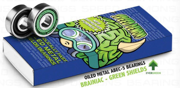 Speed Demons Brainiac Green Abec 5 Skateboard Bearings