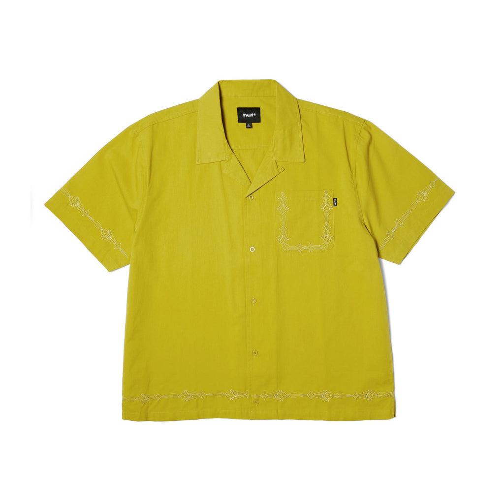 HUF Pinstripe Emb S / S Resort Shirt (Avocado) T-Shirt - M