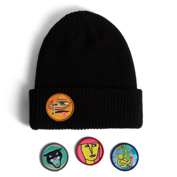 Girl x Modernica Legend Heads Patch Beanie Black - Skatewarehouse.co.uk