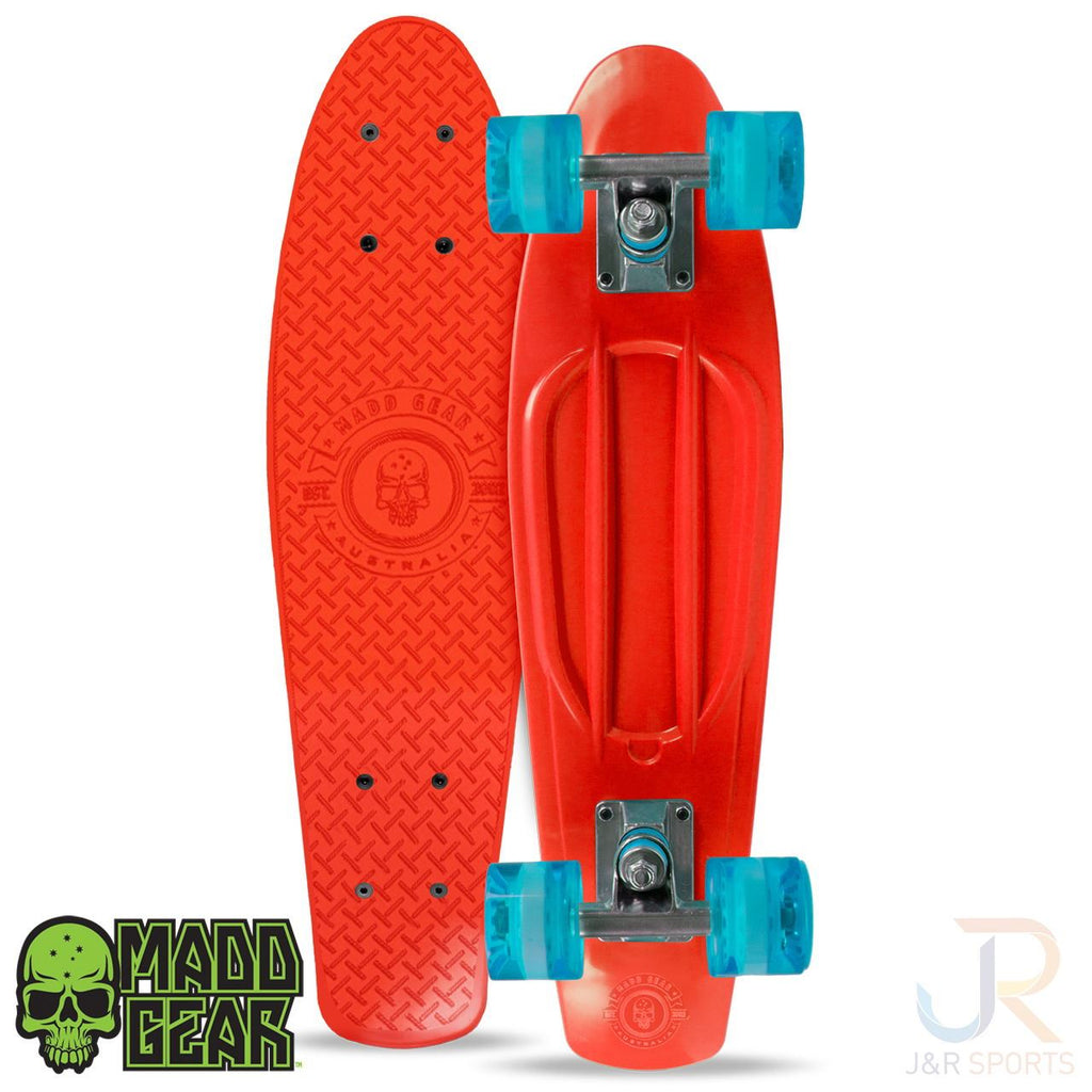 Madd Skins Retro Board - Red / Blue Complete Skateboard - - Skatewarehouse.co.uk
