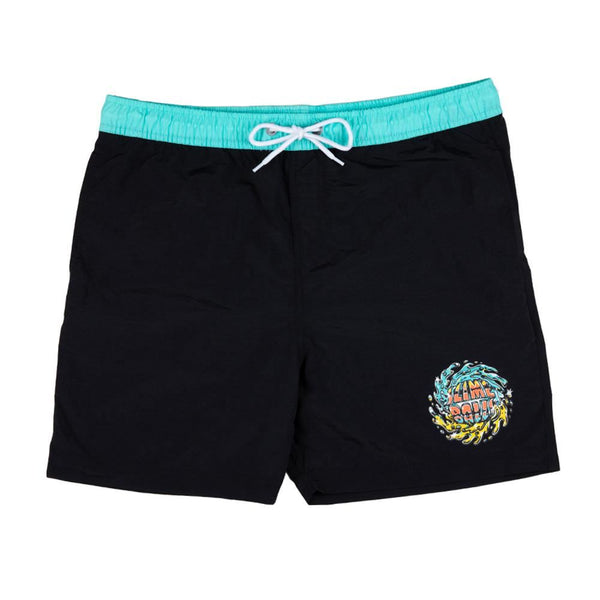 Santa Cruz Swim Shorts SB Logo Chrome Swim Short - Black - Skatewarehouse.co.uk