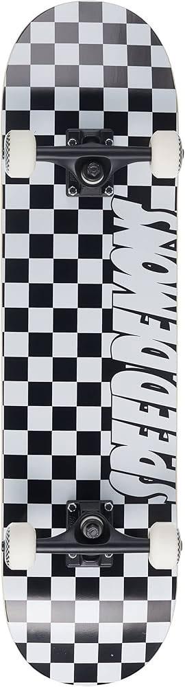 Speed Demons Checkers Soft Top Black / White Complete Skateboard - 7.25
