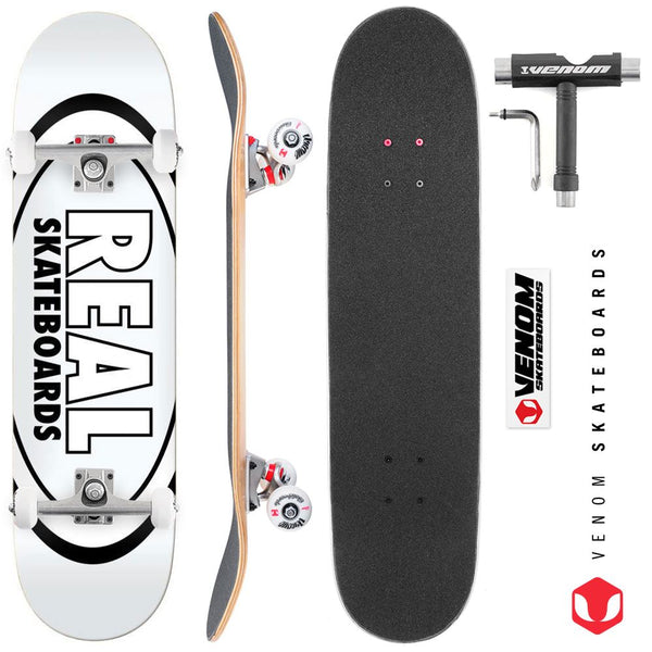 Real Team Classic Oval White Custom Complete Skateboard - 8.38
