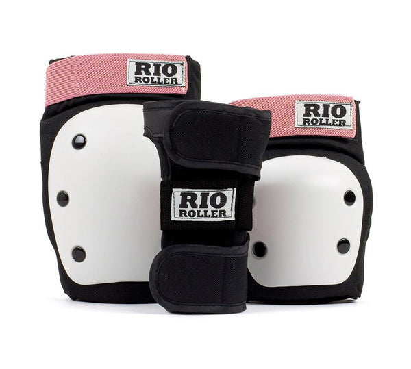 Rio Roller Skate Triple Pad Set - Black / Rose - Skatewarehouse.co.uk