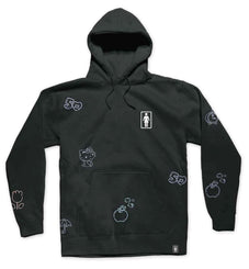 Girl Hello Kitty 50th All Over Hoodie Black - Skatewarehouse.co.uk