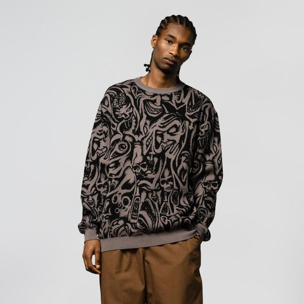 Santa Cruz Knit Crew Knox Faces - Grey - Skatewarehouse.co.uk