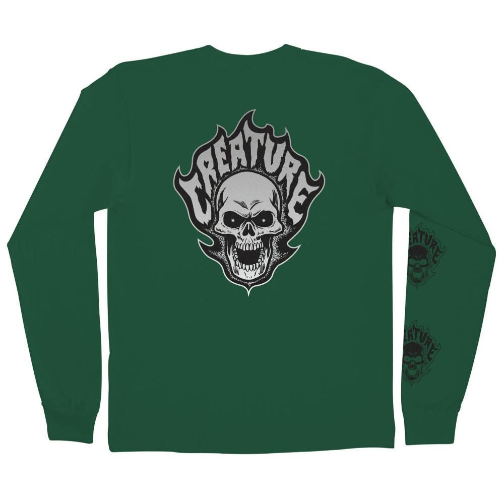 Creature L/S T-Shirt Bonehead Flame - Dark Green - Skatewarehouse.co.uk