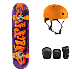 Enuff Graffiti II Orange Complete Skateboard Bundle - SFR Helmet & Pads