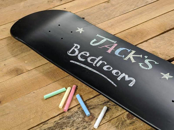 Venom Skateboards Kids Matt Black Chalkboard / Message Board / Bedroom Door Sign Skateboard Deck With Chalk Pack - Skatewarehouse.co.uk
