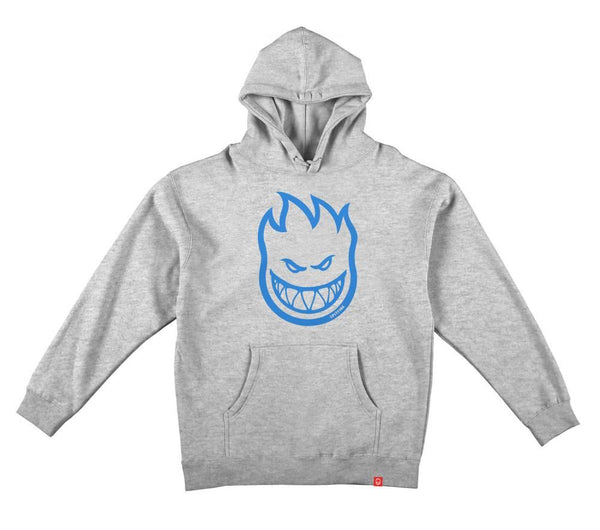 Spitfire Hoody Bighead - Grey Heather / Blue Print - Skatewarehouse.co.uk
