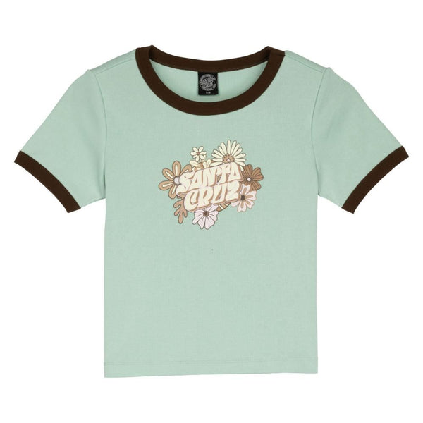 Santa Cruz Womens T-Shirt Vibes Front Ringer - Fresh Mint - Skatewarehouse.co.uk