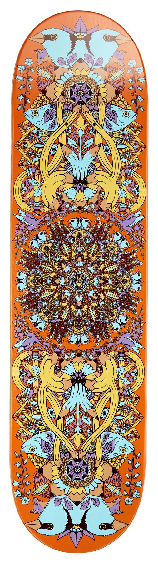 Drawing Boards Mandala Orange Skateboard Deck - 8.25