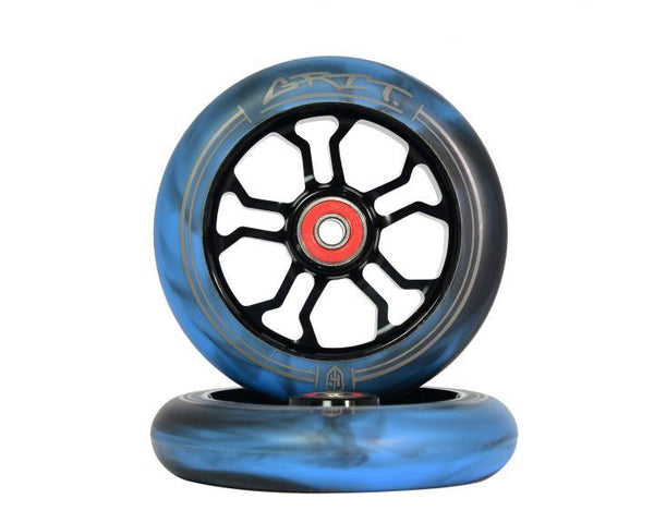 Grit 110mm Black / Black-Teal Swirl (Pair) Scooter Wheels
