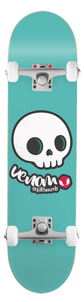 Venom Junior Kids Complete Skateboard - Skull Teal - 7.25
