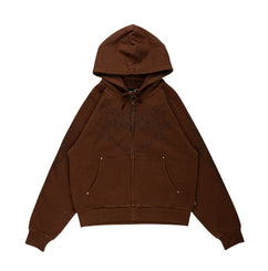 Welcome Skateboards Grapple Cropped Zip Hoodie (Brown) - M