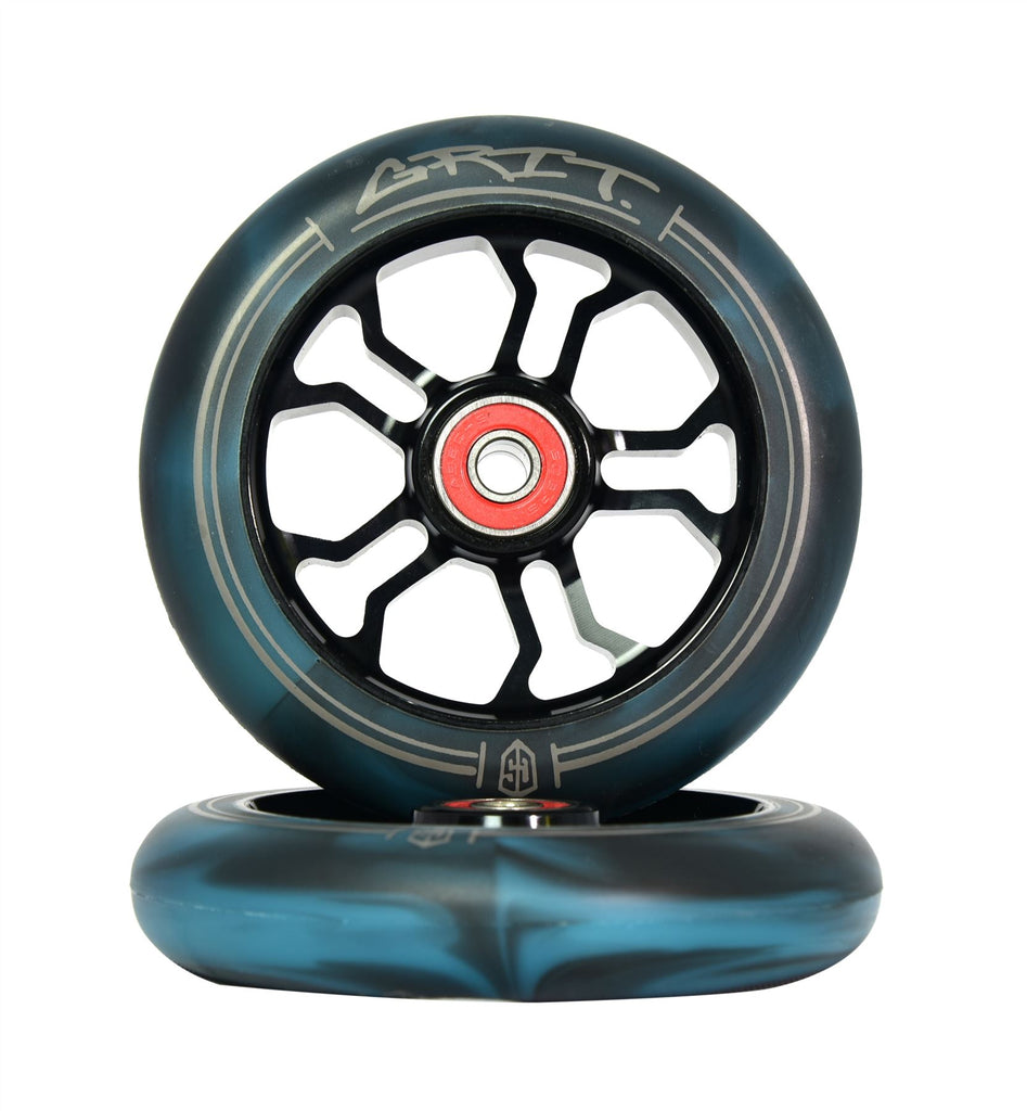 Grit 110mm Black / Black-Teal Swirl (Pair) Scooter Wheels