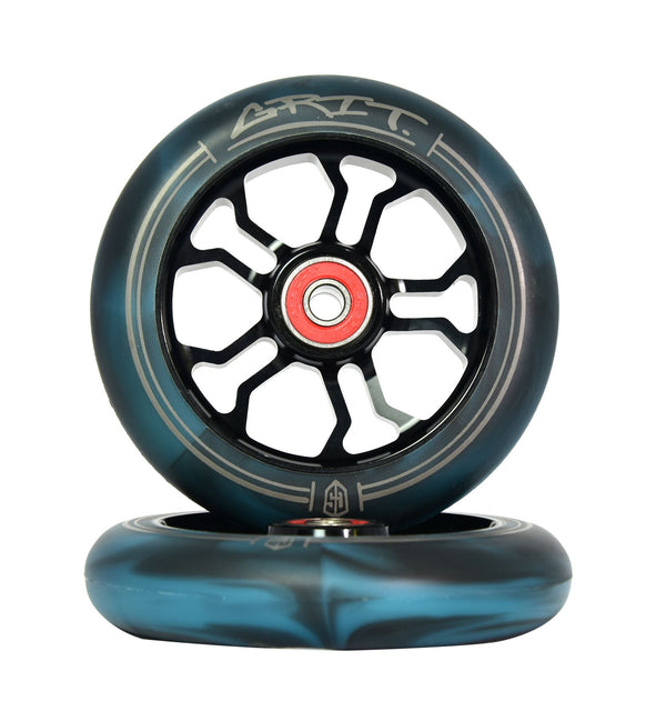Grit 110mm Black / Black-Teal Swirl (Pair) Scooter Wheels