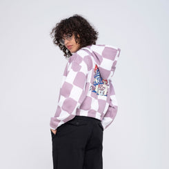 Santa Cruz Womens Hood Once Upon A Dot Hood - Lilac Chalk Check - Skatewarehouse.co.uk