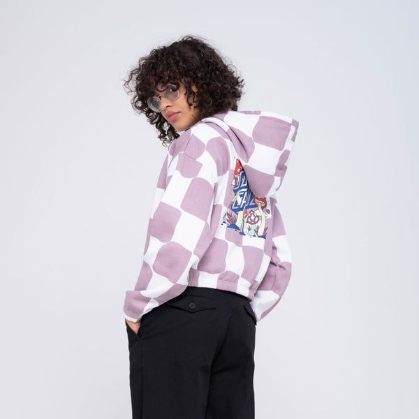 Santa Cruz Womens Hood Once Upon A Dot Hood - Lilac Chalk Check - Skatewarehouse.co.uk