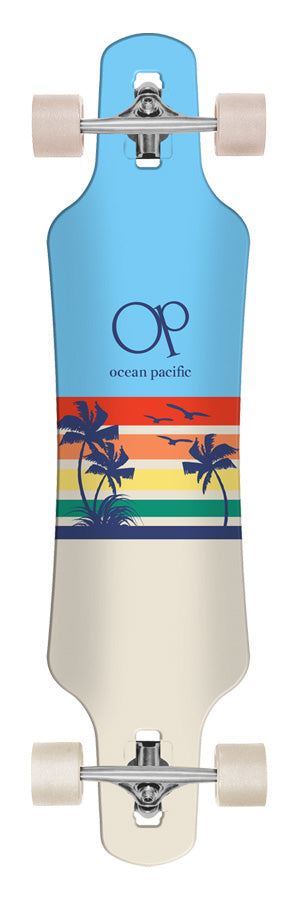 Ocean Pacific Sunset Drop Through Blue/Off White Blue/Off White Complete Longboard - 39.0