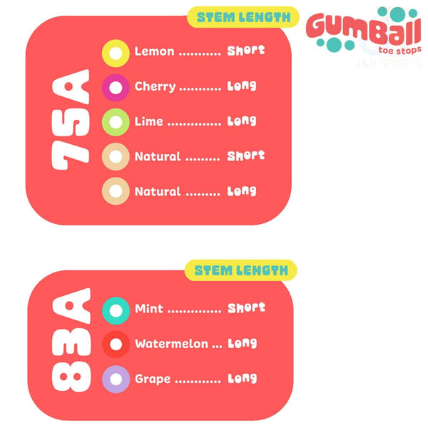 Gumball Toe Stop - Lemon 75A - Short 17mm (Pair) Accessories