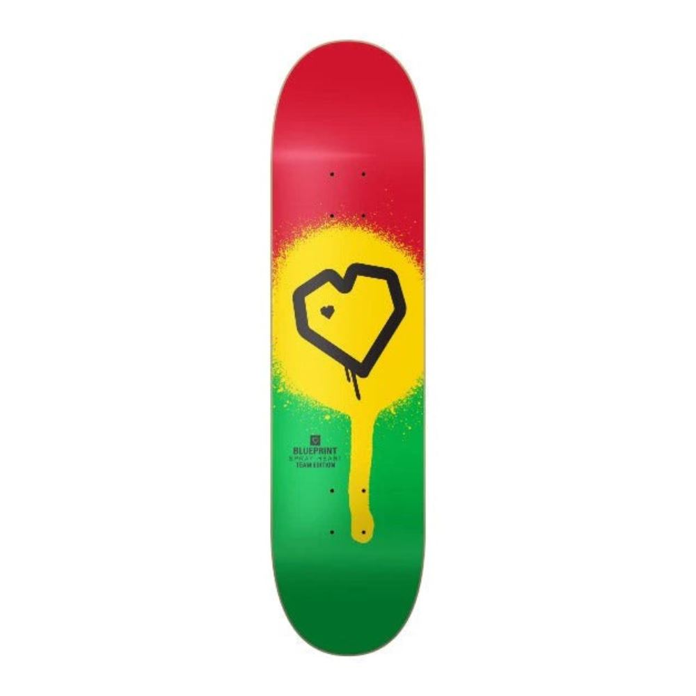 Blueprint Spray Heart Rasta Skateboard Deck - 8.0"