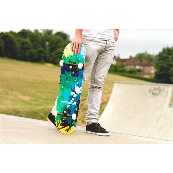 Enuff Splat Green / Blue Complete Skateboard Bundle - SFR Helmet & Pads - 7.75