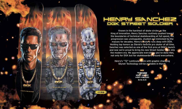 DGK T2 Terminator Sanchez (Lenticular) Transforming Graphic Skateboard Deck - 8.25