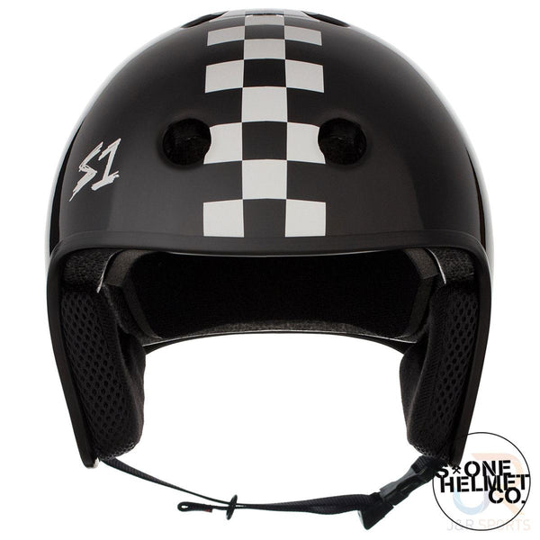 S1 RETRO Lifer Helmets - Black Gloss White Checker