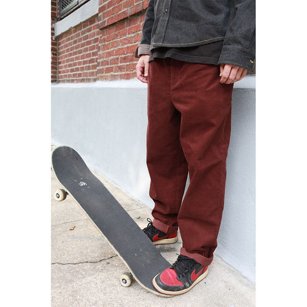 Theories Of Atlantis Stamp Lounge Pants Corduroy Burgundy - Skatewarehouse.co.uk