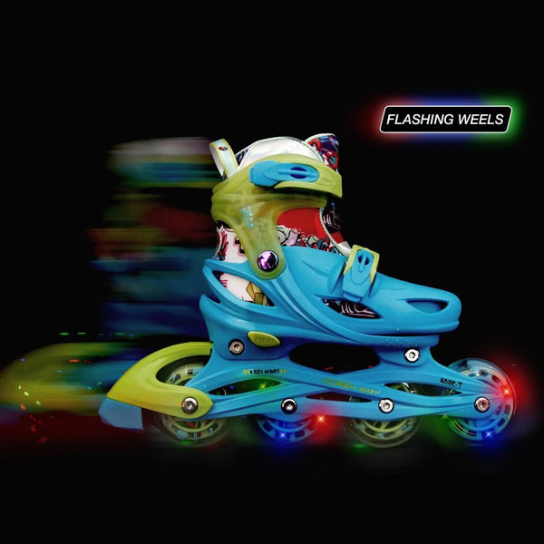 Roces Inline Skates Ply, Flash Boy - Sky Blue / Lime - Skatewarehouse.co.uk