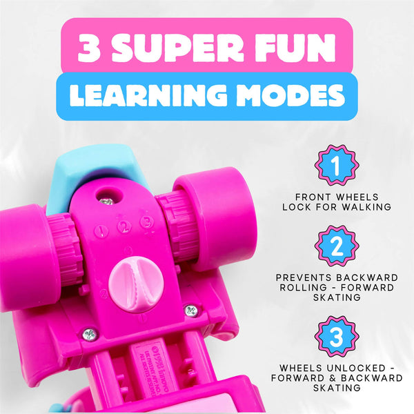 CORE Kids Stomp & Roll Adjustable Learner - Pink / Blue Quad Skates - UK Junior 5-12 / EU 22-30