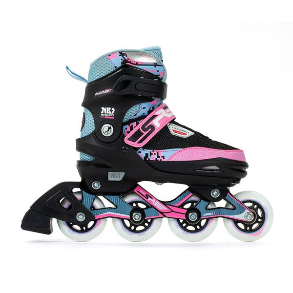 SFR Pixel Adjustable Inline Skates Blue / Pink Bundle - SFR Helmet & Pads