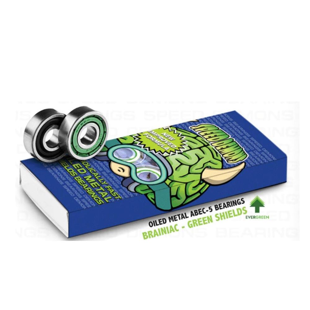 Speed Demons Brainiac Green Abec 5 Skateboard Bearings