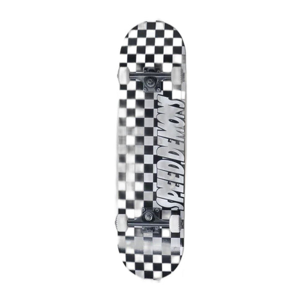 Speed Demons Checkers Soft Top Black / White Complete Skateboard - 7.25