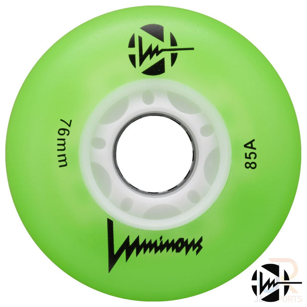 Luminous Led Inline Wheel (Set of 4 Wheels) - Green - 76Mm/85A - Skatewarehouse.co.uk