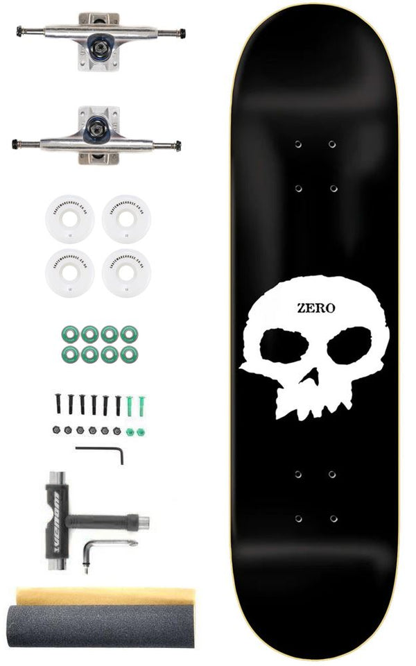 Zero Skateboards Single Skull Blk/Wht Custom Complete Pro Skateboard Kit - 8.0