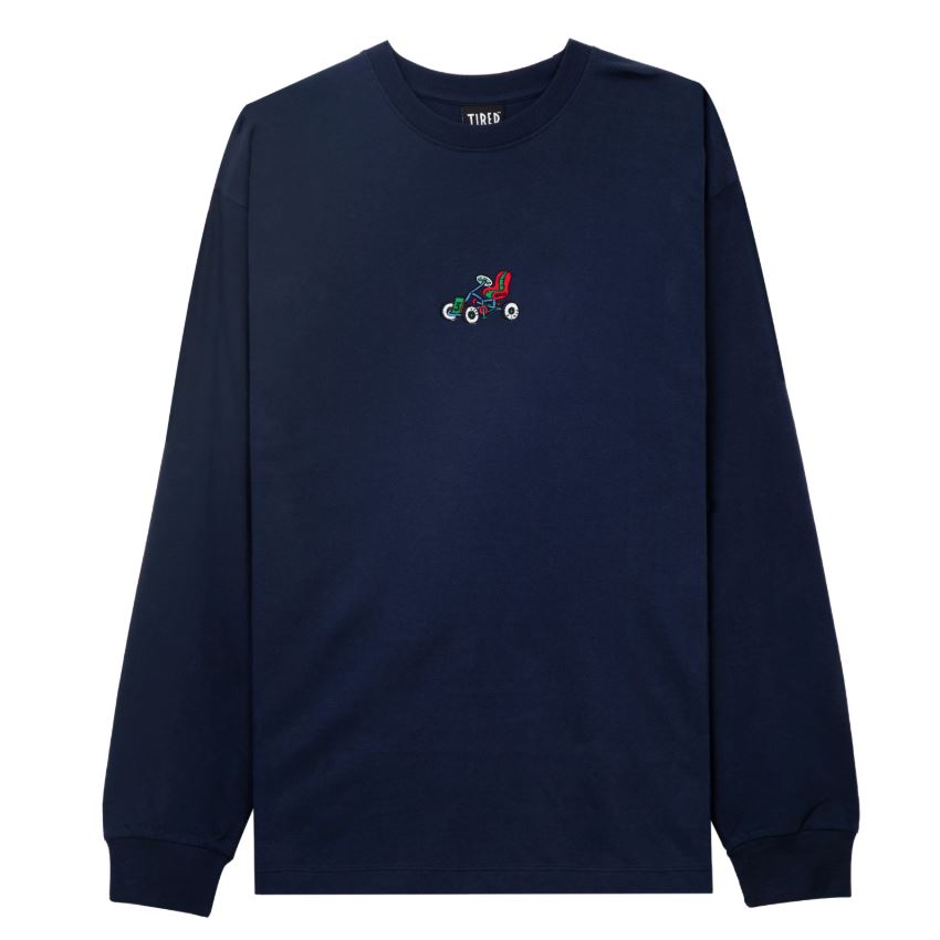 Tired Semi Tired Long Sleeve T-Shirt Navy - S