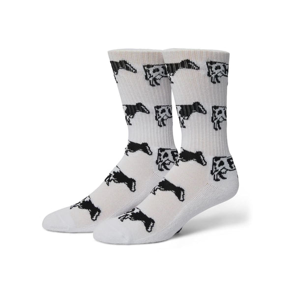 HUF Moo Crew Sock (White) - One Size