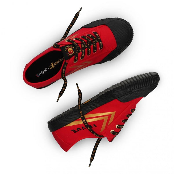 Feiyue Footwear Feiyue x Bruce Lee 1920 Martial Arts/Gym/Lifing Shoes - Red / Black / Gold - Skatewarehouse.co.uk