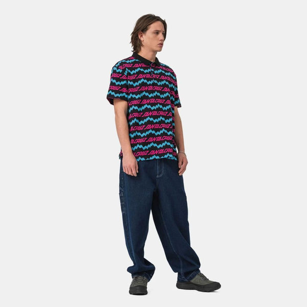 Santa Cruz Shortsleeve Polo Slime Drip Polo - Black - Skatewarehouse.co.uk