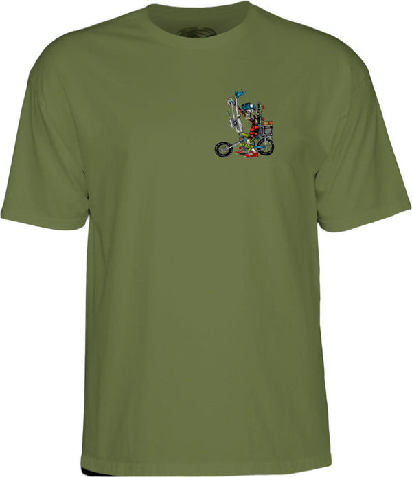 Powell-Peralta Steve Caballero Chopper Bike Tee Military Green - Skatewarehouse.co.uk