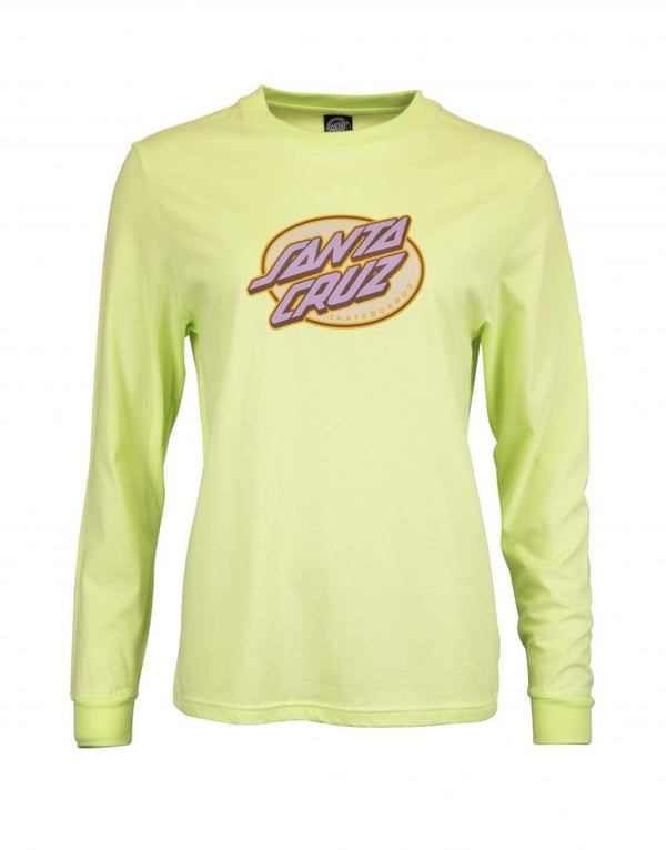 Santa Cruz Womens L/S T-Shirt Lined Oval Dot L/S T-Shirt - Aloe Green - Skatewarehouse.co.uk