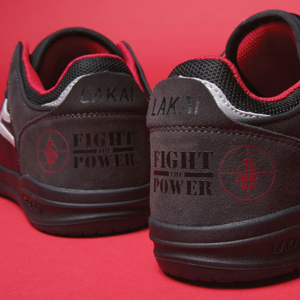 Lakai x Public Enemy Telford Low Skate Shoes - Black / Charcoal - Skatewarehouse.co.uk