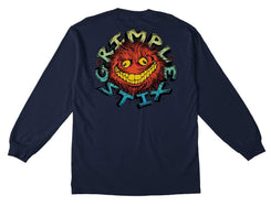AntiHero L/S Pocket T-Shirt Grimple Stix - Navy / Multi - Skatewarehouse.co.uk