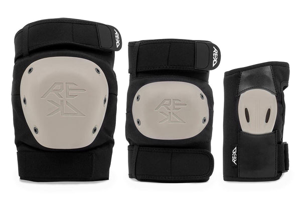 REKD Shield Triple Pad Set - Black / Beige - Skatewarehouse.co.uk